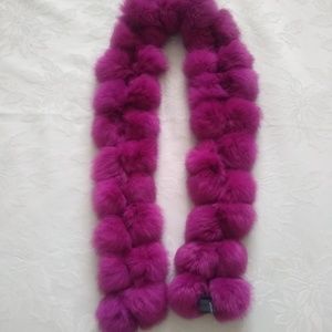 Genuine Rabbit fur pom pom scarf